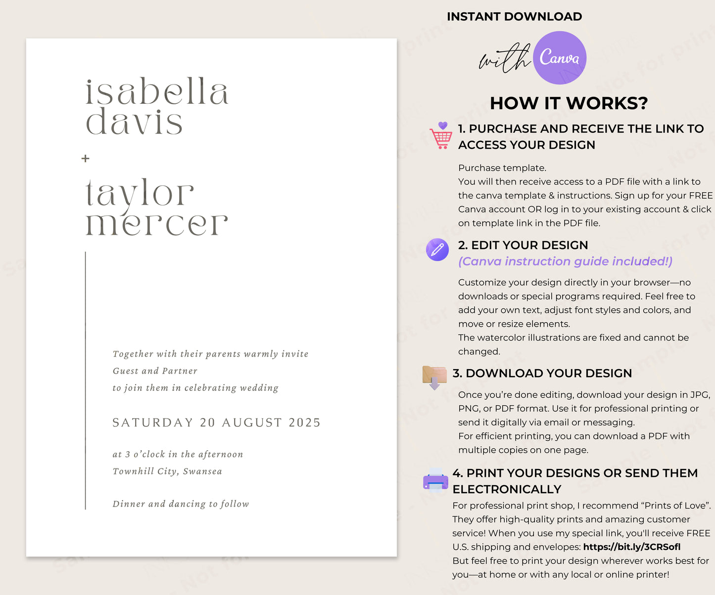 minimalist wedding invitation template how it works