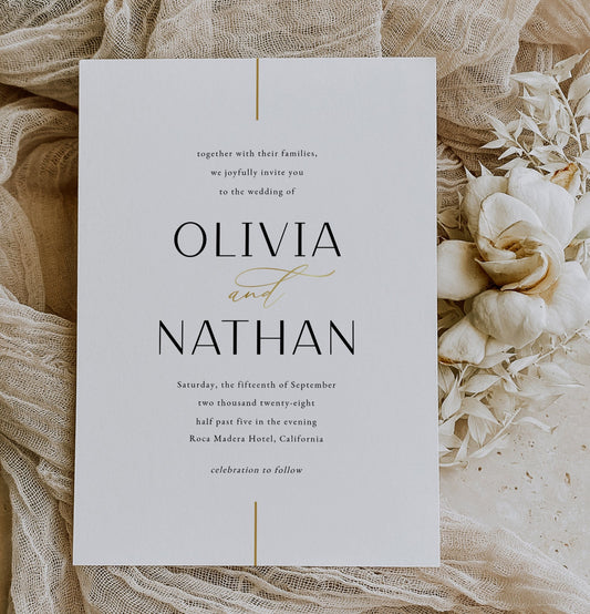 Editable Minimalist Wedding Invitation Template - Elegant calligraphy font instant downloadable template
