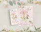 Editable Winnie the Pooh baby shower invitation with floral pink theme for a girl