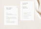 Minimalist wedding details card template for instant download