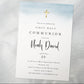 Printable 1st communion invitation blue watercolor boy communion invite – 5x7 inch card