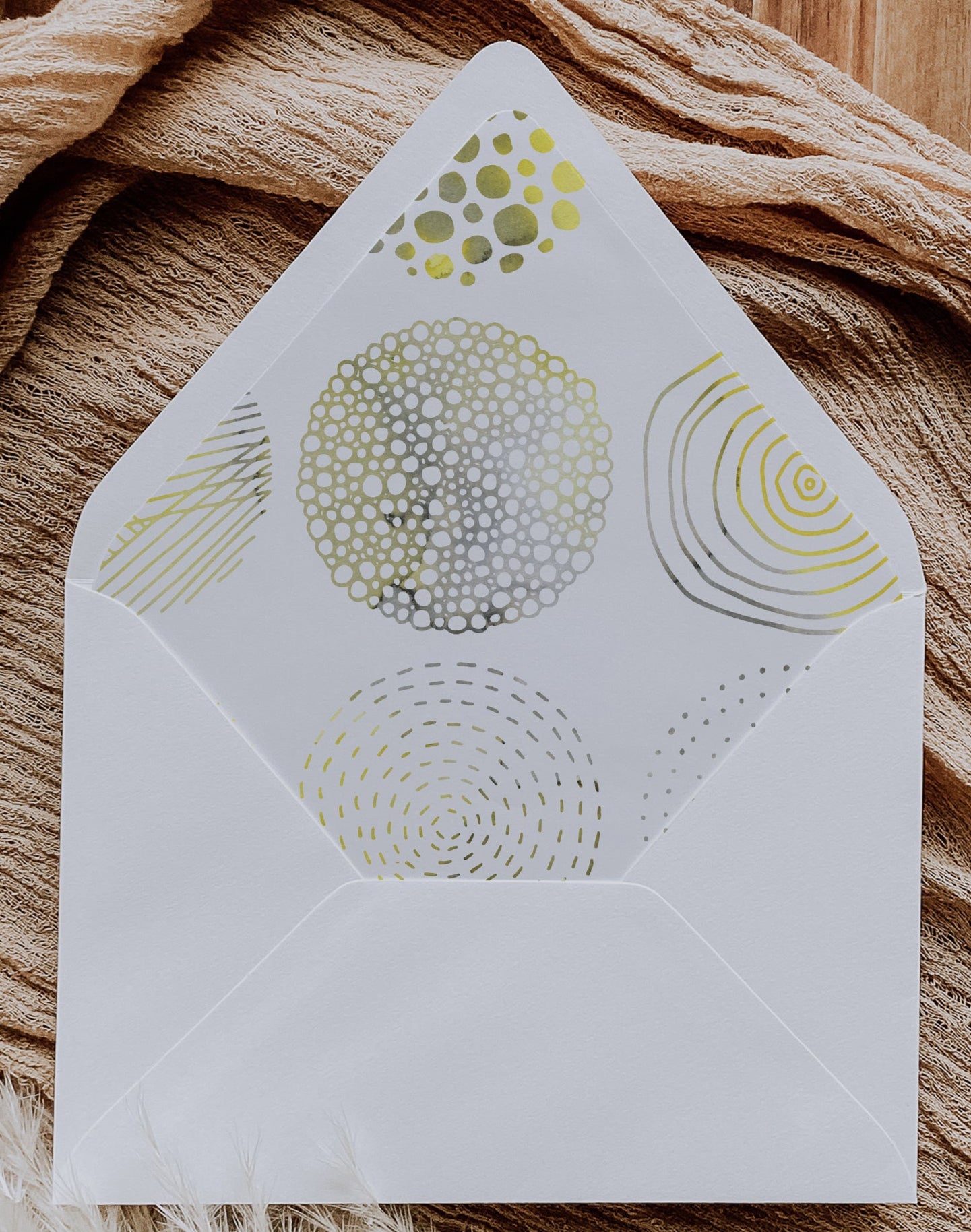 Gold foil effect printable envelope liners
