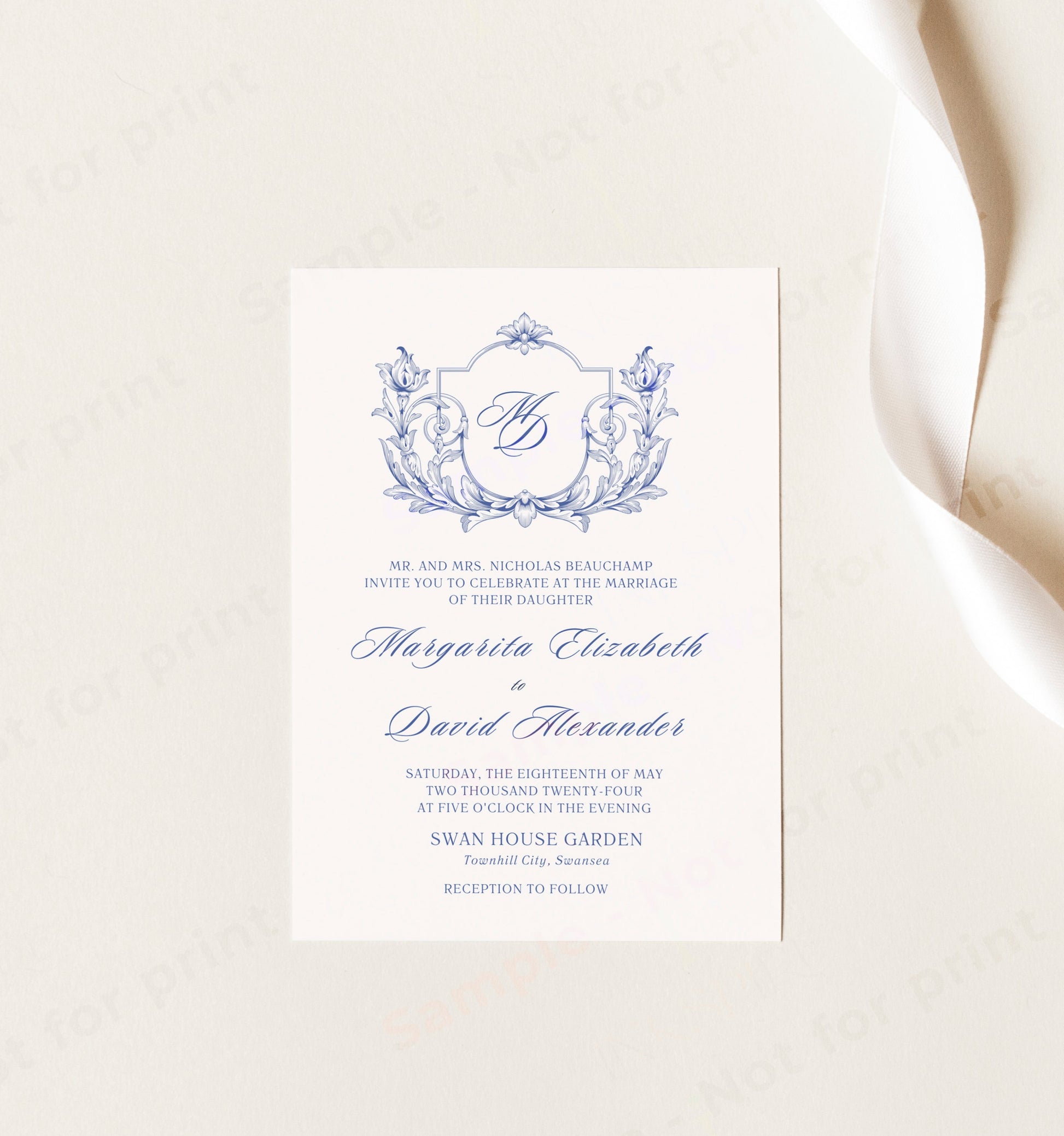 Vintage Romantic Wedding Invitation Template Perfect for Garden Wedding